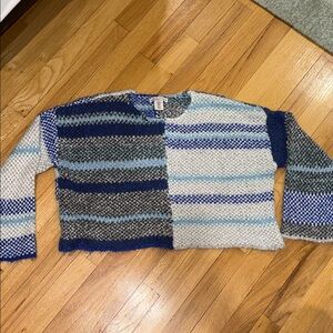 Sincerely Jules Blue and Gray Striped Sweater